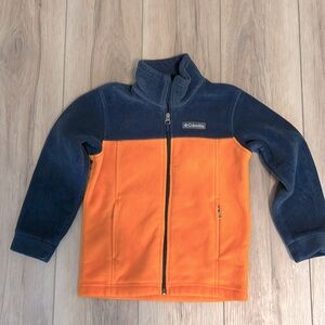 Boys Columbia fleece size XS orange/blue.